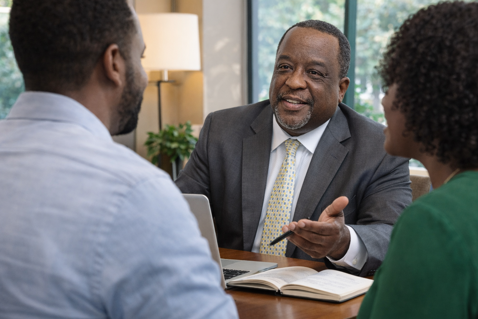 Steven LaBroi meeting with clients